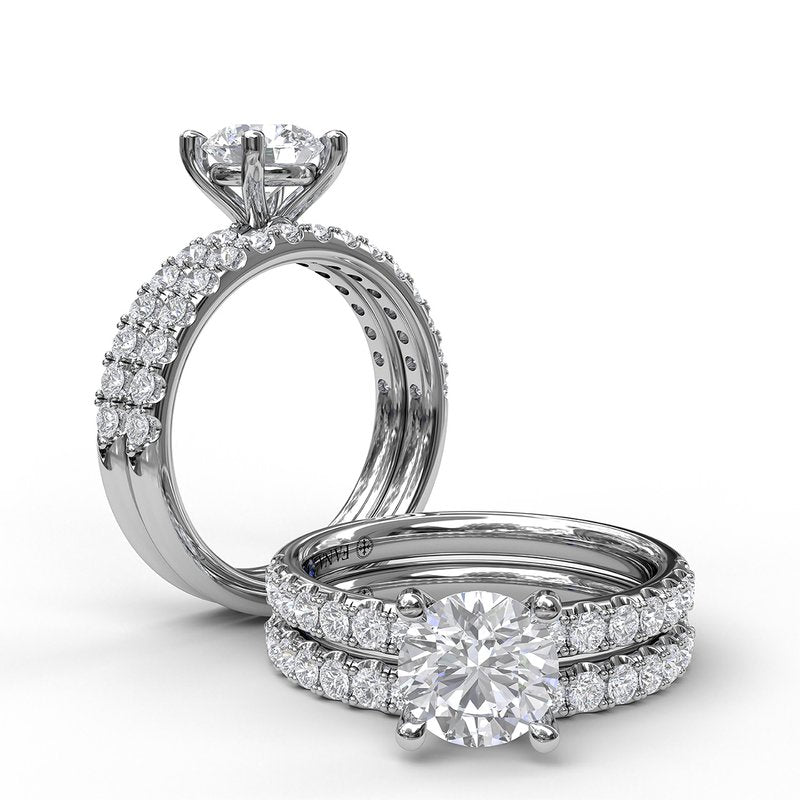 14K white gold diamond semi-mount ring.