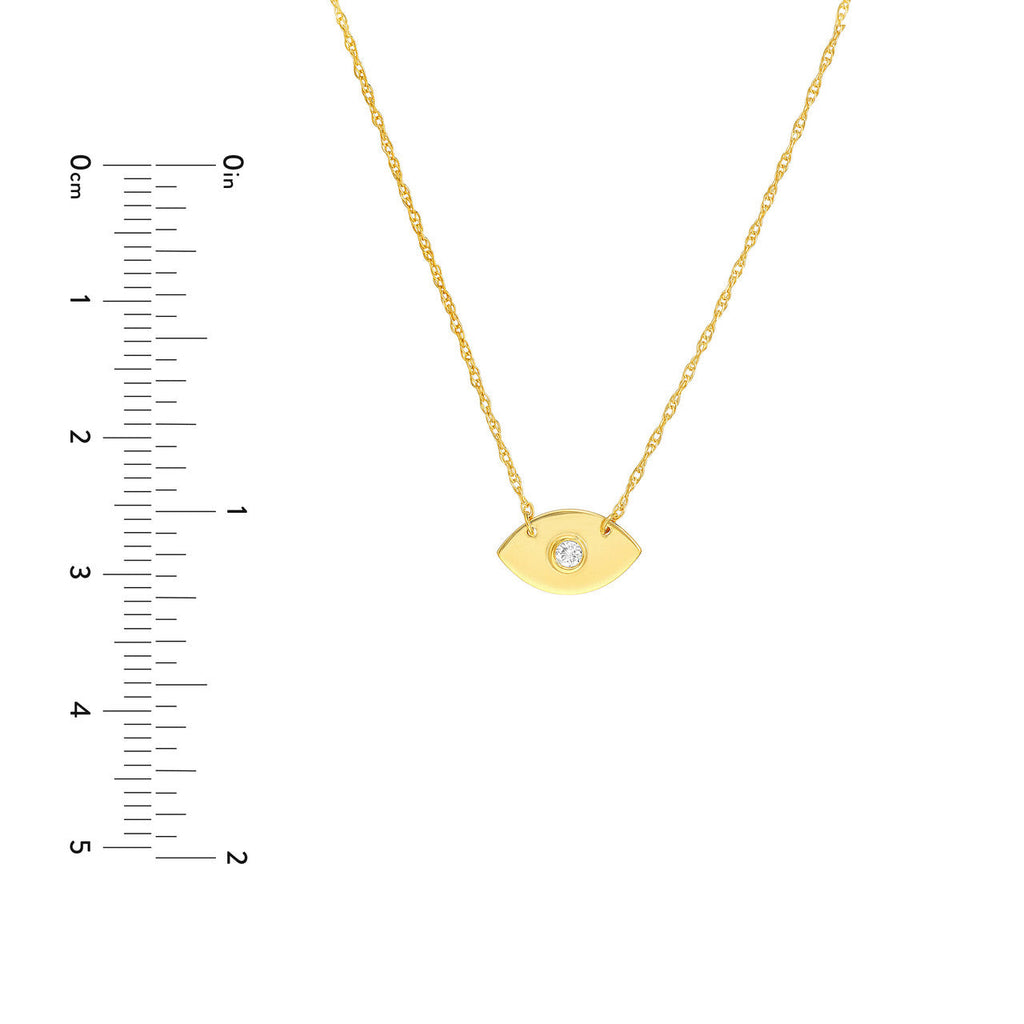 Evil Eye necklace, diamond center, yellow gold.