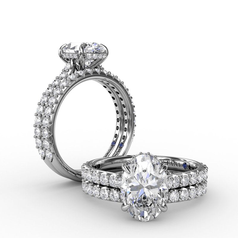 14K white gold ring with round diamonds.