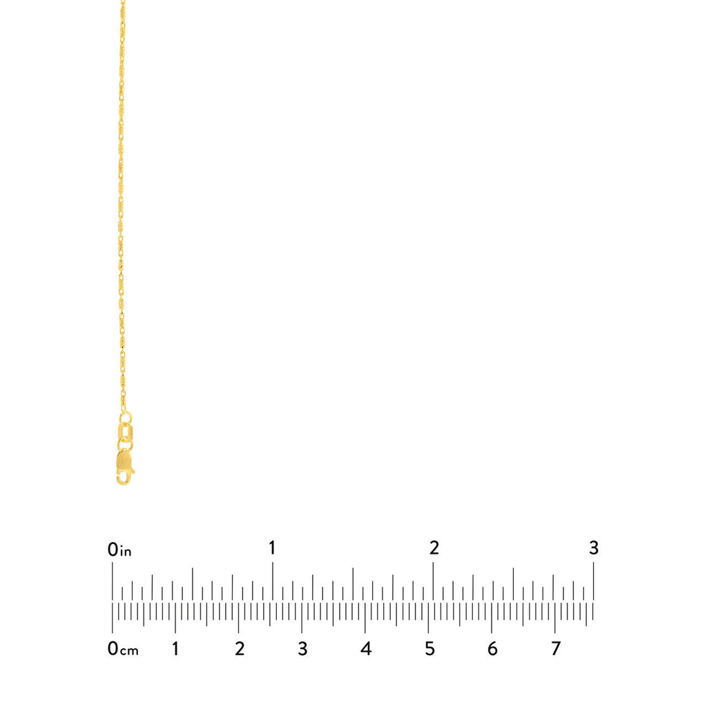 14K yellow gold chain with lobster clasp.