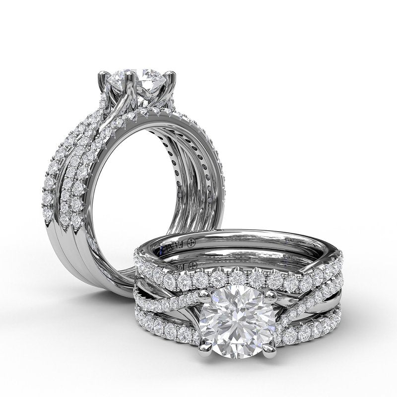 14K white gold ring with round diamonds.