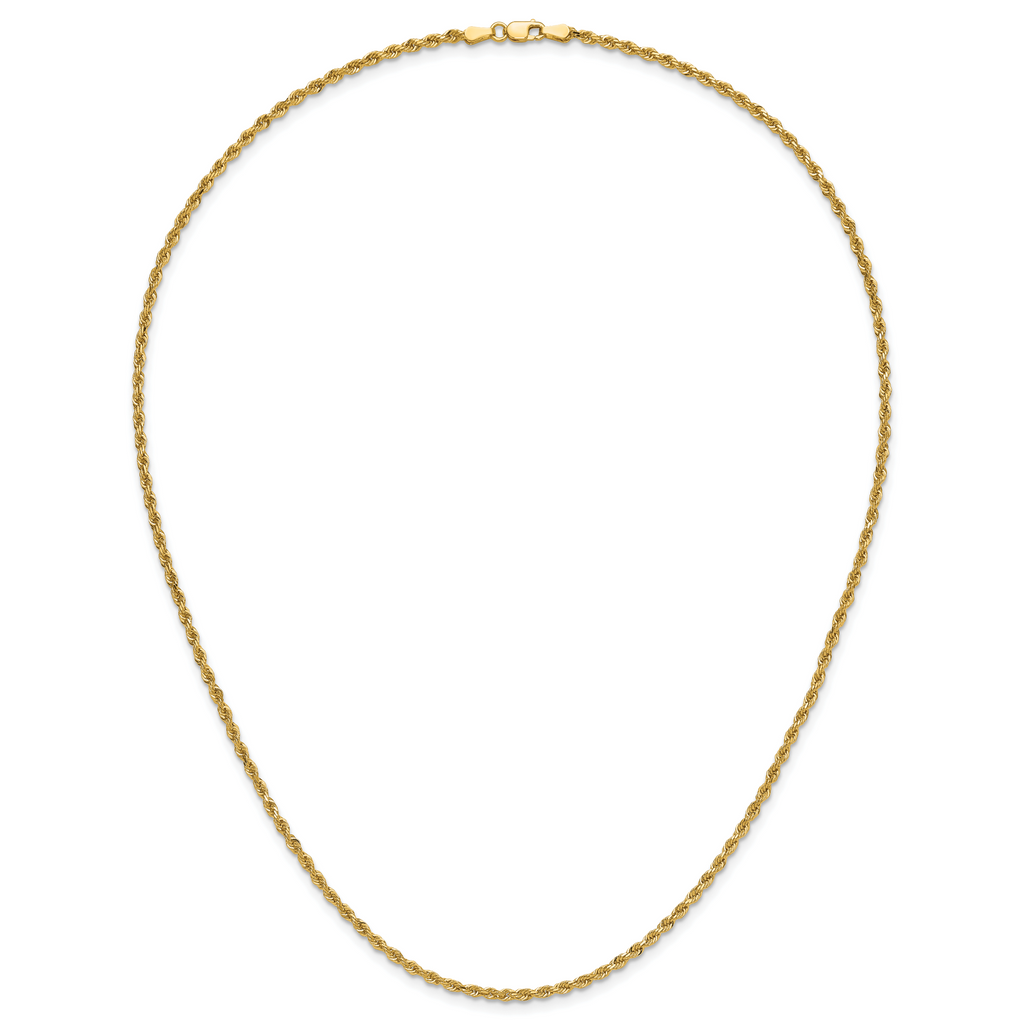 Diamond cut rope chain, 14K yellow gold.