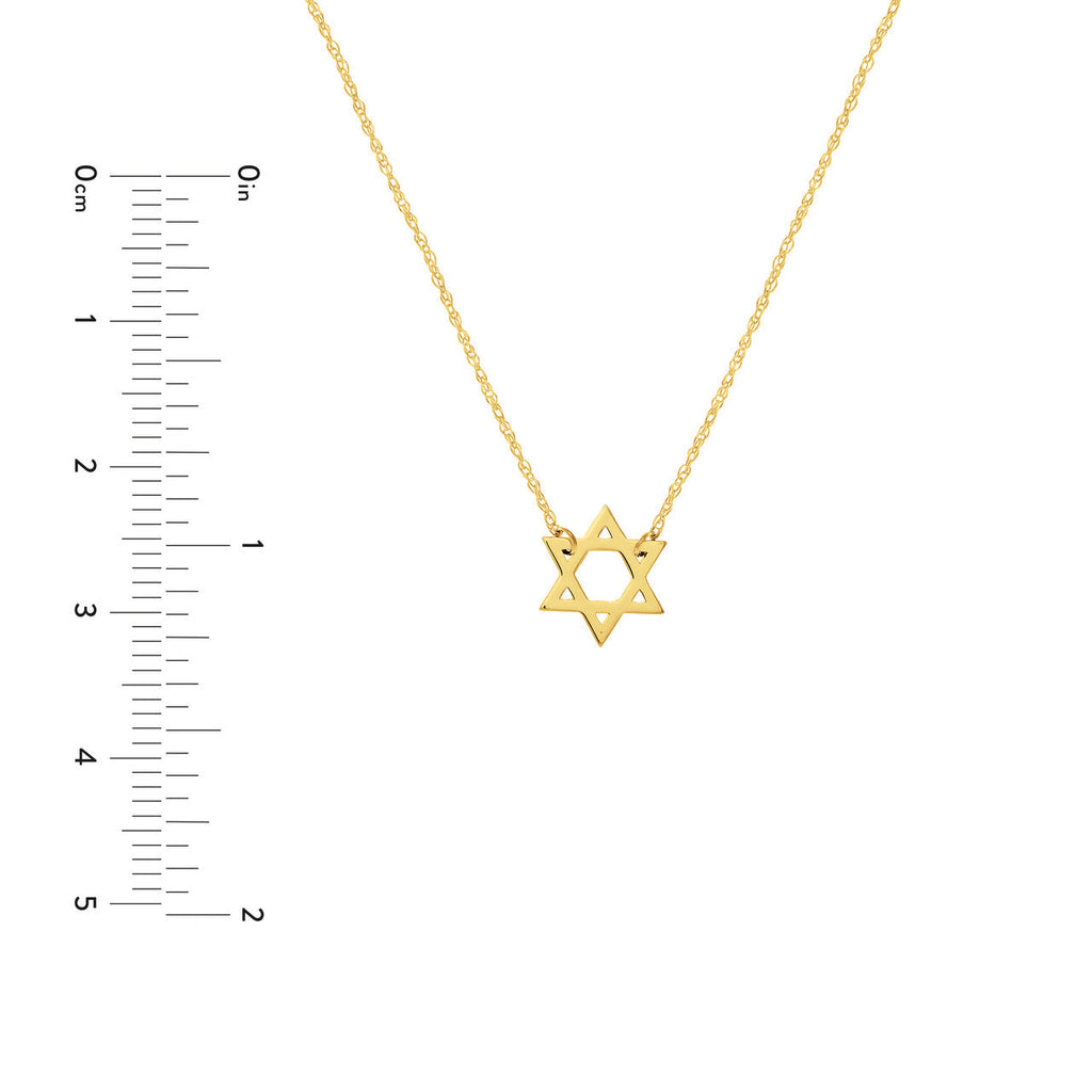 14K Yellow Gold Star of David Necklace