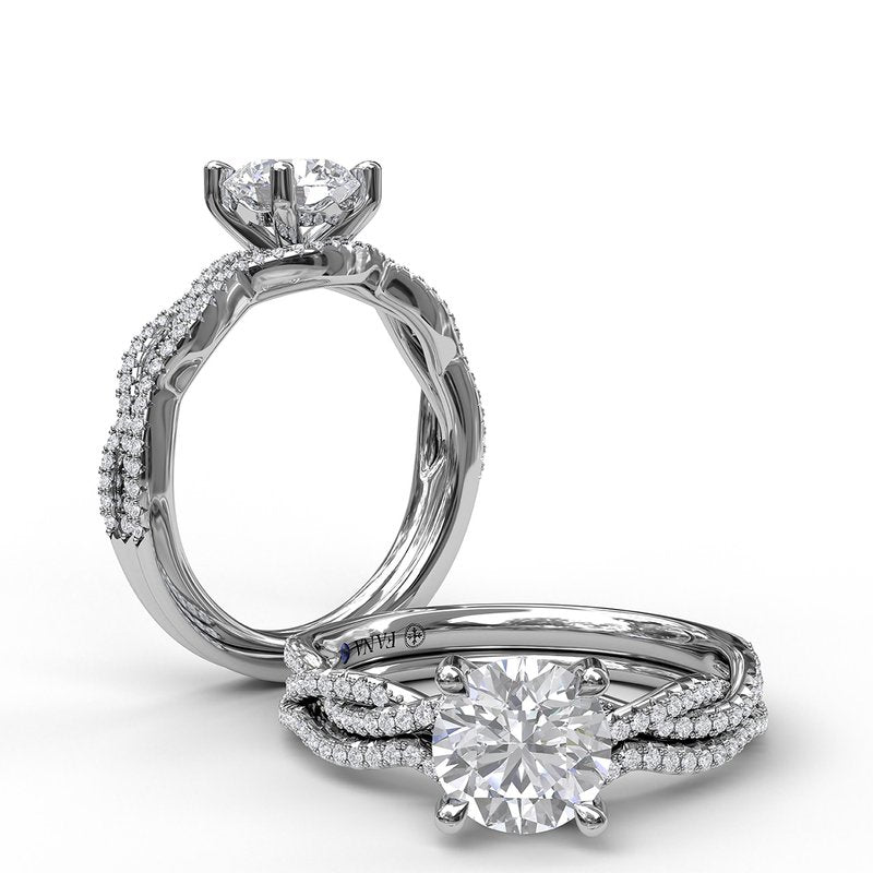 14K white gold ring with side diamonds.