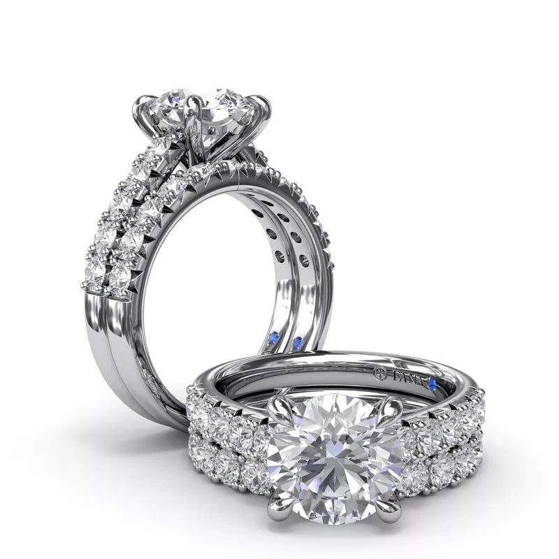 14K white gold diamond semi-mount ring.