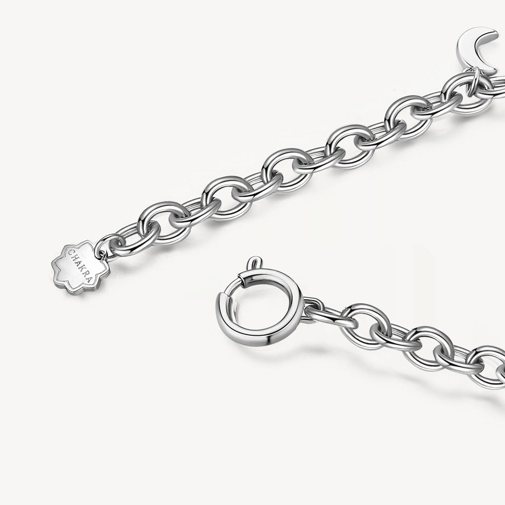 Stainless steel bracelet with charm detail.