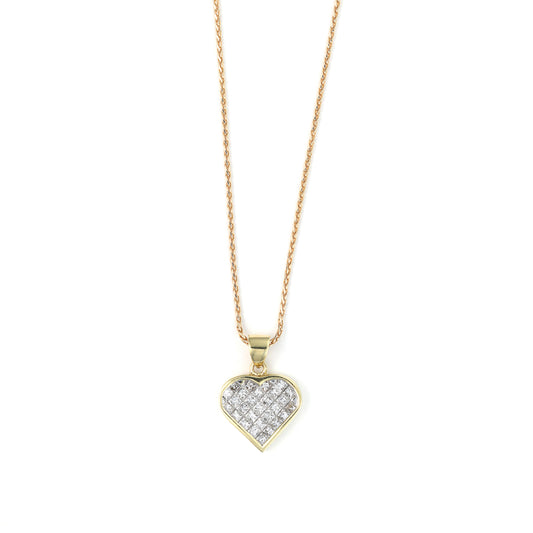 ReMarkable Estate Natural Diamond Necklace in 14 Karat - 18 Karat Yellow Gold with 1.00ctw H/I VS Princess Diamonds