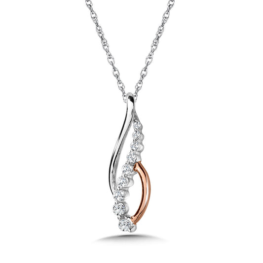Diamond necklace with white and yellow gold.