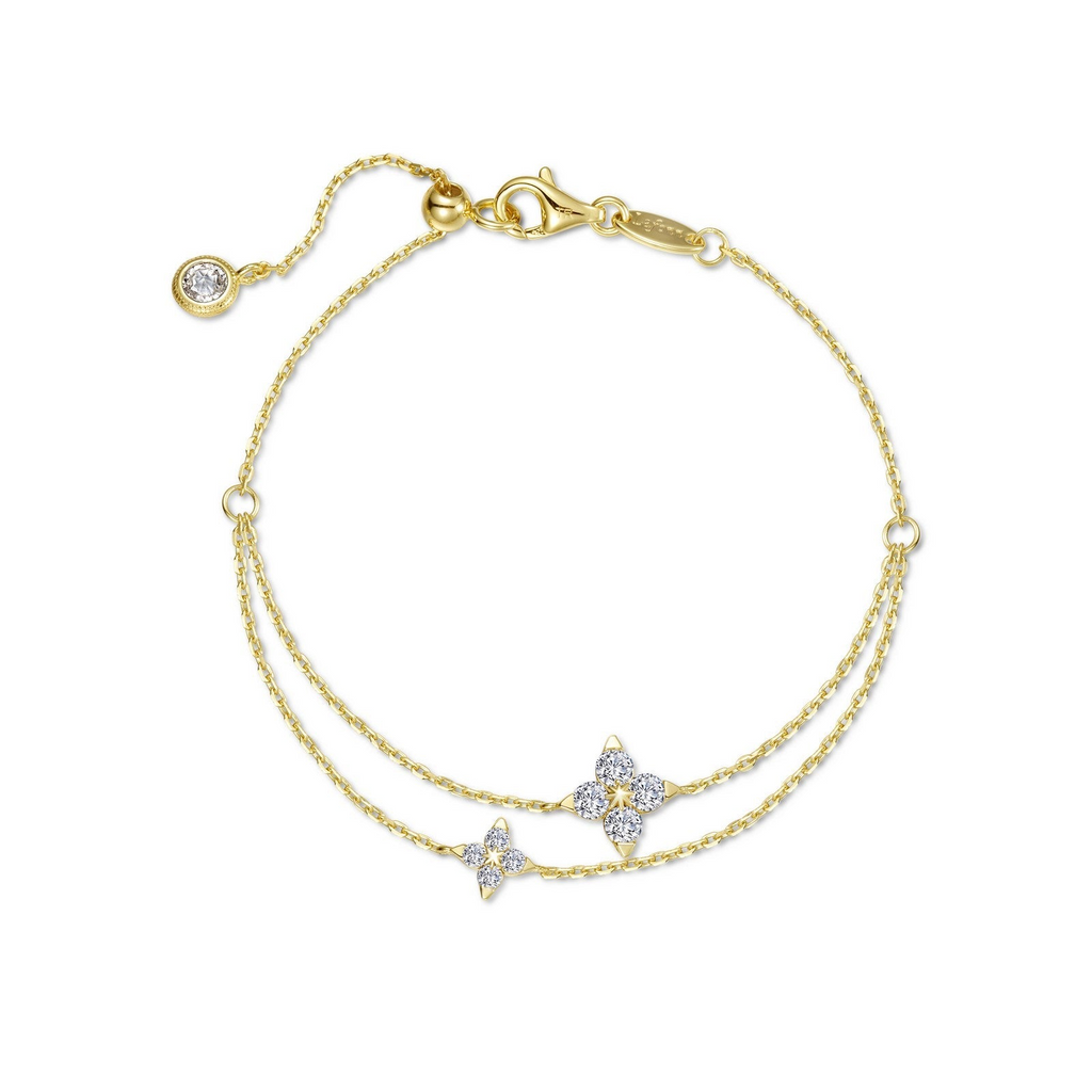 Yellow sterling silver bracelet with simulated diamonds.