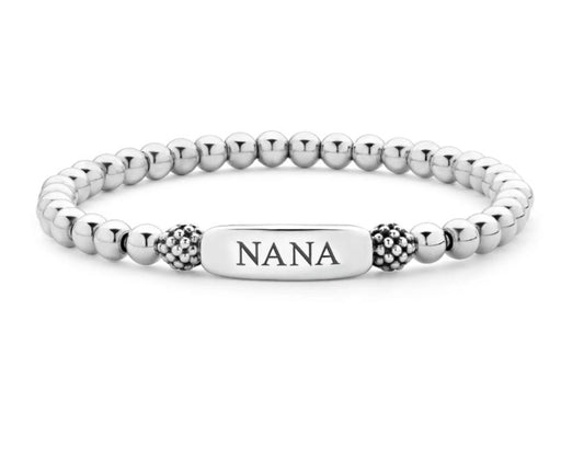 Lagos Signature Caviar Collection Stretch Bracelet (No Stones) in Sterling Silver White
