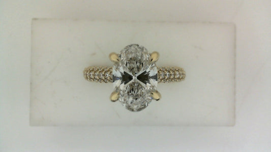 ReMARKable Designs Side Stone Complete Engagement Ring in 14 Karat Yellow Gold with 2.04ctw of Round Lab-Grown Diamonds, Clarity: VS1, Color: F