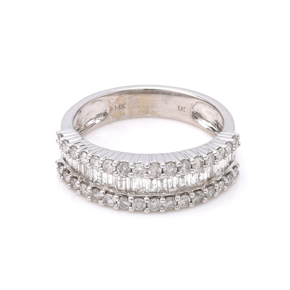 14K white gold diamond wedding band.