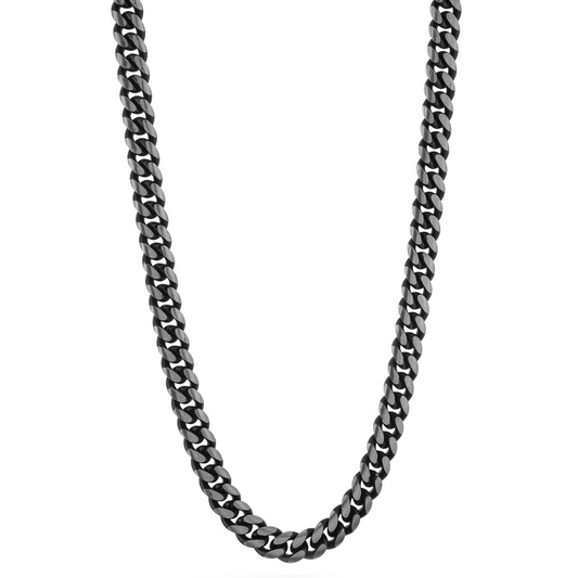 Grey stainless steel curb chain, matte finish.