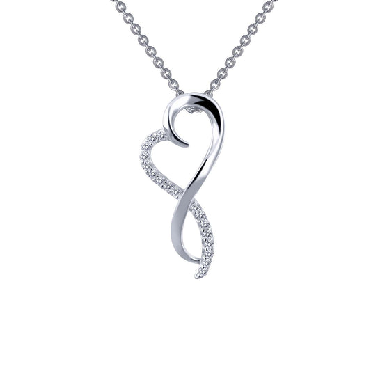 Lafonn Pendant Simulated Diamond Necklace in Platinum Bonded Sterling Silver 0.17ctw