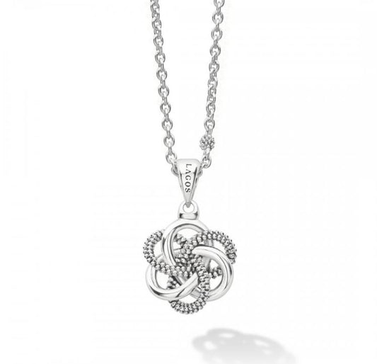 Love Knot Collection Pendant Necklace (No Stones) in Sterling Silver White