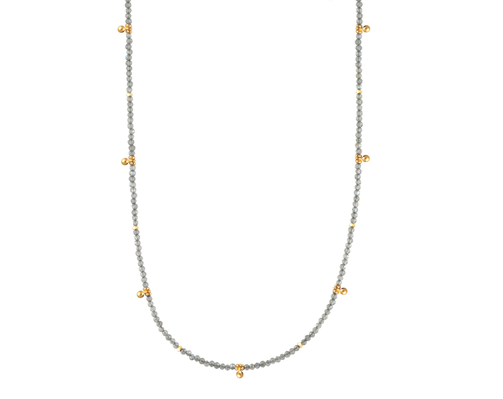Sterling silver labradorite necklace with yellow accents.