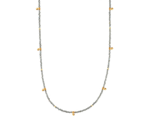 Sterling silver labradorite necklace with yellow accents.