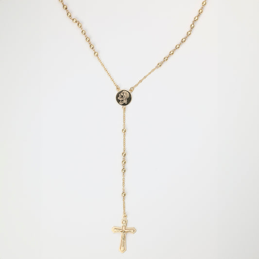 14K yellow gold religious necklace with cross.
