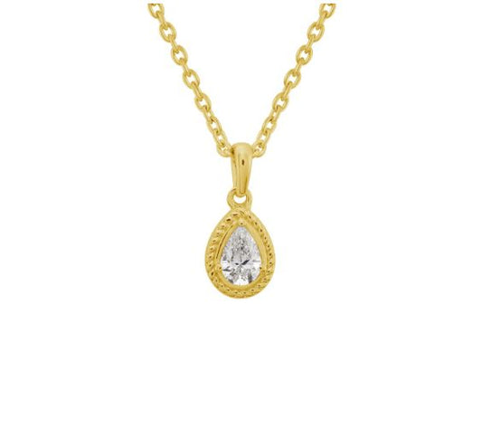 Natural Diamond Necklace in 14 Karat Yellow with 0.31ctw G SI1 Pear Diamond