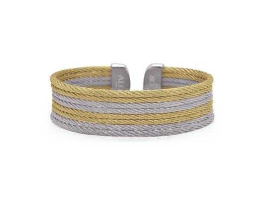 Bangle Bracelet (No Stones) in Stainless Steel White - Yellow