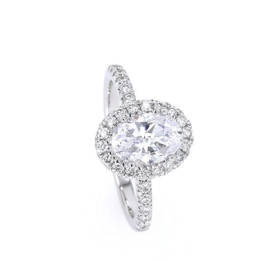 Halo Lab-Grown Diamond Engagement Ring in 14 Karat White with 0.60ctw G/H VS2-SI1 Round Lab Grown Diamonds