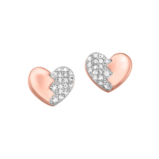 Heart Natural Diamond Earrings in 10 Karat Rose with 0.12ctw Round Diamonds