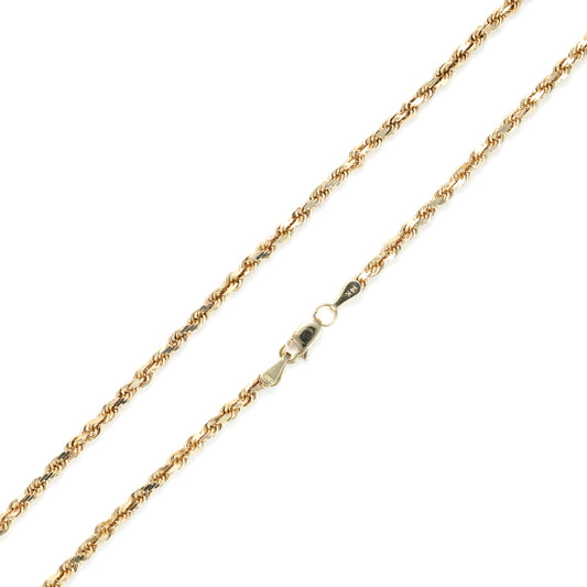 24" Rope 3mm Chain in 14 Karat Yellow