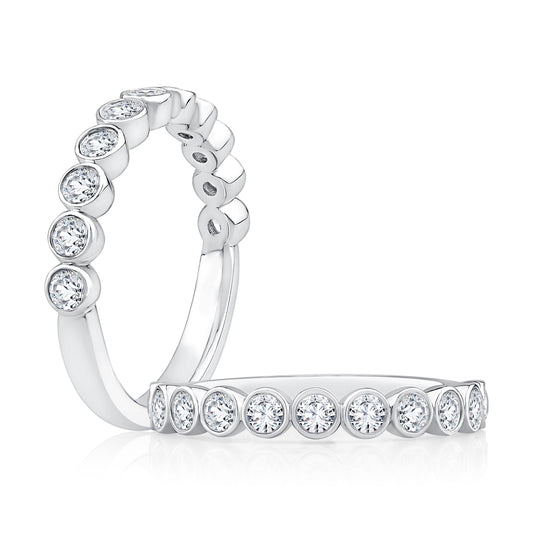 Natural Diamond Stackable Ladies Wedding Band in 14 Karat White with 0.48ctw G/H SI2 Round Diamonds