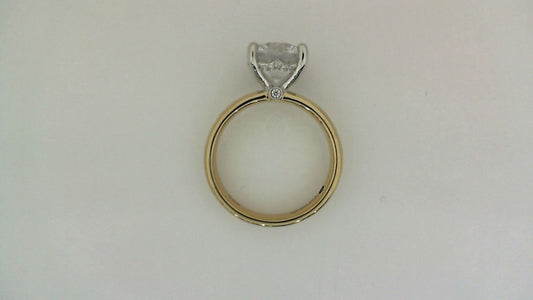 Hidden Accent Natural Diamond Semi-Mount Engagement Ring in 14 Karat Yellow Round Diamond, totaling 0.09ctw