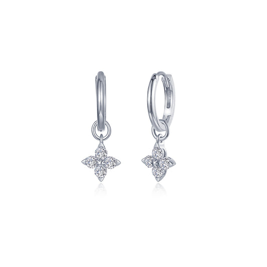 Drop Simulated Diamond Earrings in Platinum Bonded Sterling Silver