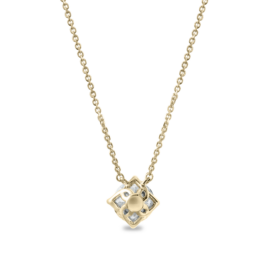 18K yellow gold diamond pendant necklace.