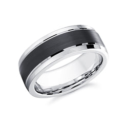 Cobalt white-black carved band, 6MM width.