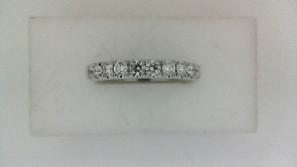 Expandable white gold band with round diamonds.