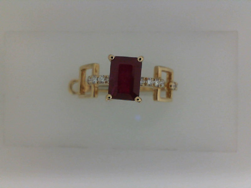 Medium Hoop Color Gemstone Earrings in 14 Karat Yellow with 2 Emerald Rubies 2.30ctw