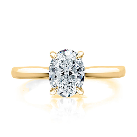 A. Jaffe Diamond Accent Solitaire Semi-Mount Engagement Ring in 14 Karat Yellow Gold with 0.03ctw Round Diamonds, Clarity: SI2, Color: G/H