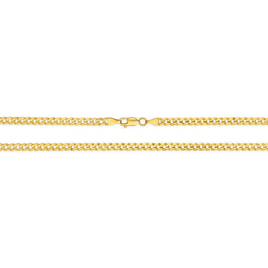 14K Yellow Gold, Solid, Flat Curb Chain Necklace 3.8mm Wide 26" Length