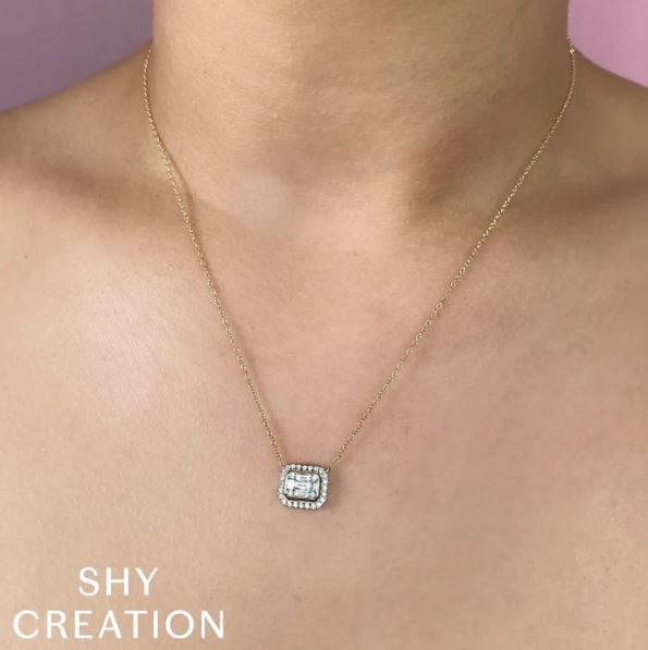 14K gold necklace with diamond pendant.