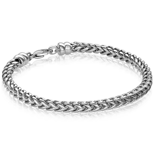 Wheat Bracelet (No Stones) in Stainless Steel White