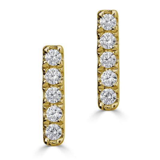 Stud Natural Diamond Earrings in 14 Karat Yellow with 0.06ctw Round Diamonds