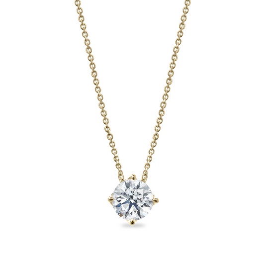 18K yellow gold necklace with round diamond.
