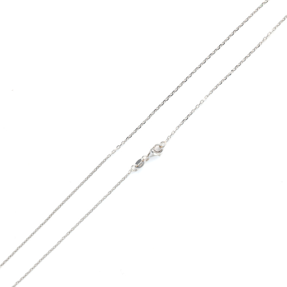 Diamond cut white gold cable chain.
