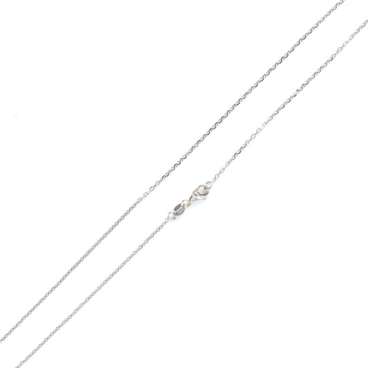 Diamond cut white gold cable chain.