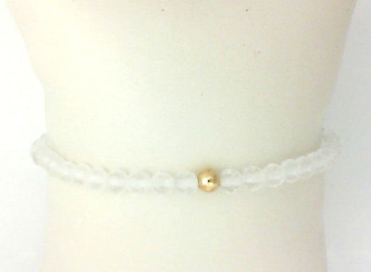 Stretch Color Gemstone Bracelet in Gold Filled Yellow Round Quartz