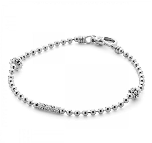 Caviar Icon Collection Ball Chain Bracelet (No Stones) in Sterling Silver White