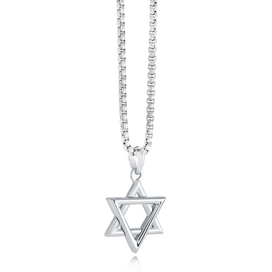 Star of David Necklace (No Stones) in Stainless Steel White