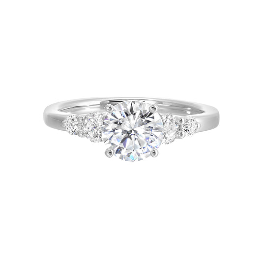 14K white gold ring with round diamonds.