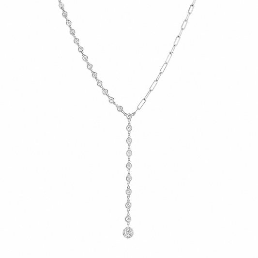 Natural Diamond Necklace in 14 Karat White with 2.30ctw Round Diamond
