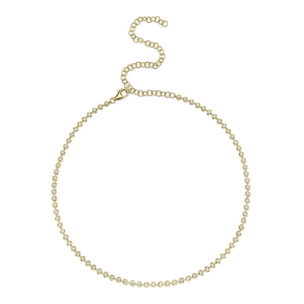 14K yellow gold necklace with diamonds.