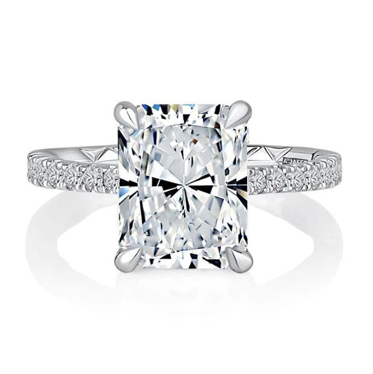 A. JAFFE Hidden Accent Side Stone Natural Diamond Semi-Mount Engagement Ring in 14 Karat White with 42 Round Diamonds, totaling 0.40ctw