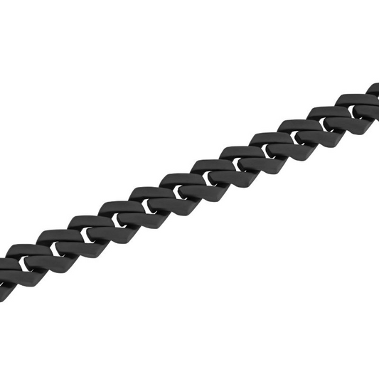 Black stainless steel bracelet with diamond accents.
